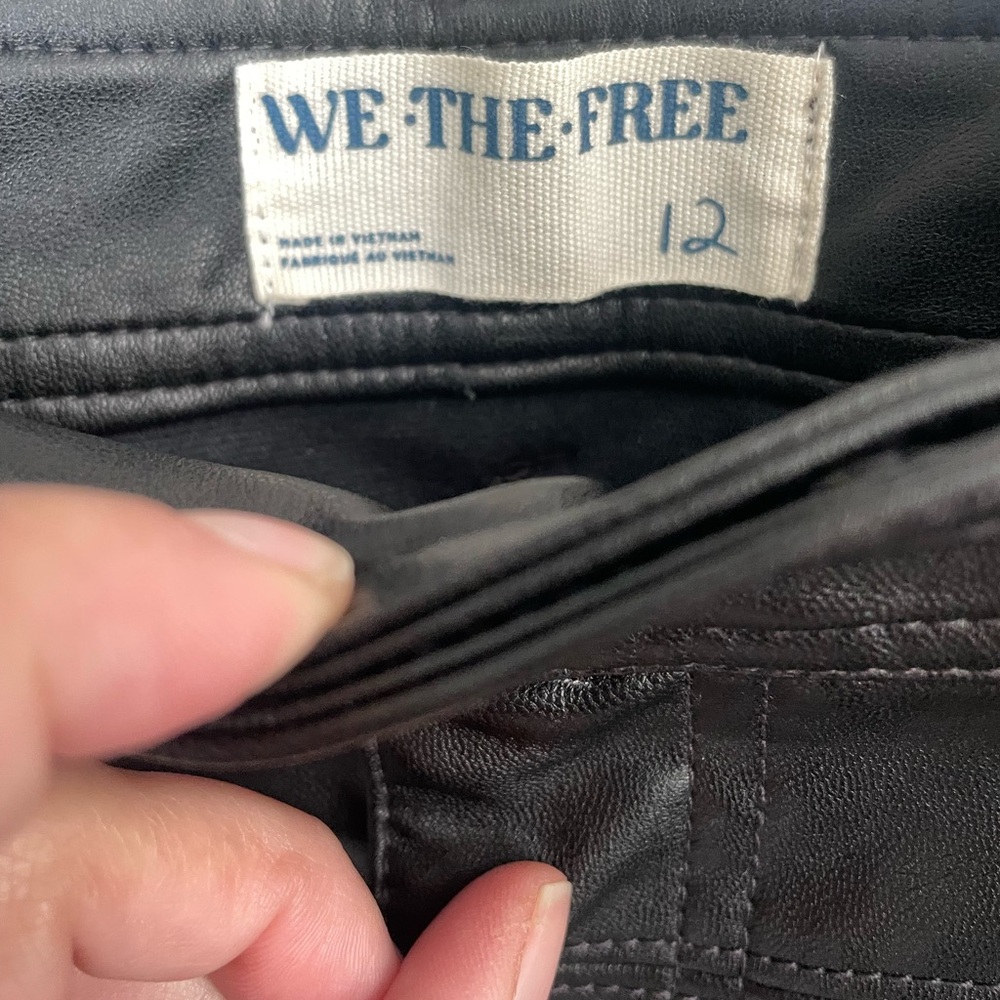 Free People We the Free Black Vegan Leather Pants 12 NWT with Disclaimer (Read) - Picture 3 of 7